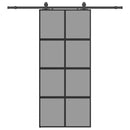 vidaXL fekete edzett üveg tolóajtó fémszerelék szettel 90x205 cm