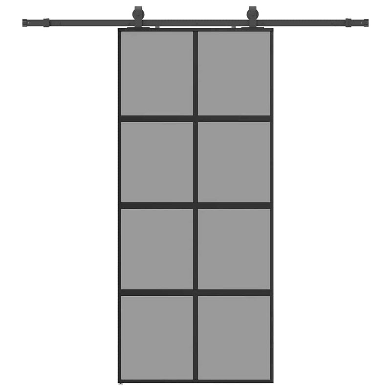 vidaXL fekete edzett üveg tolóajtó fémszerelék szettel 90x205 cm