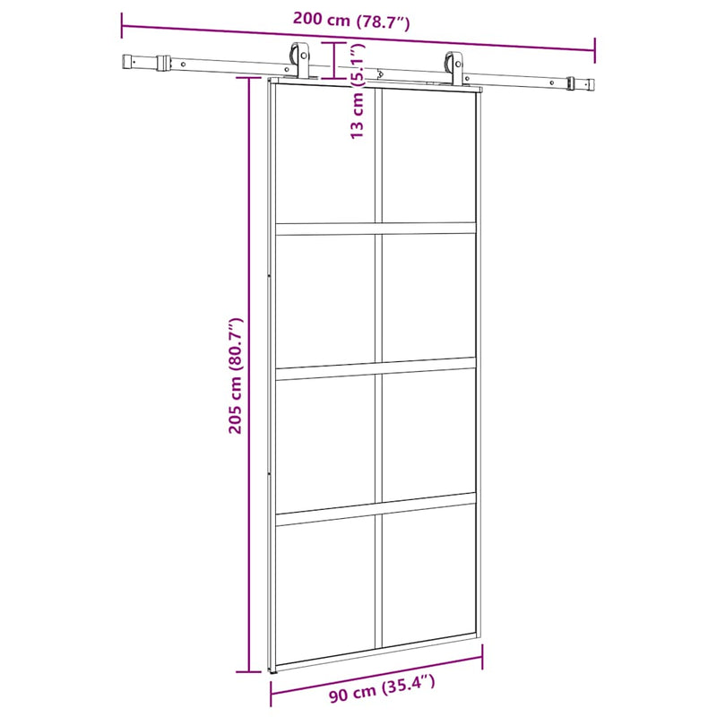 vidaXL fekete edzett üveg tolóajtó fémszerelék szettel 90x205 cm