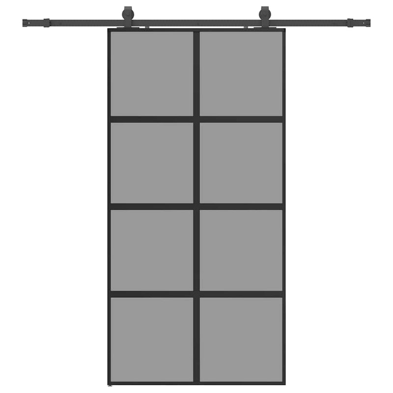 vidaXL fekete edzett üveg tolóajtó fémszerelék szettel 102,5x205 cm