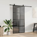 vidaXL fekete edzett üveg tolóajtó fémszerelék szettel 102,5x205 cm