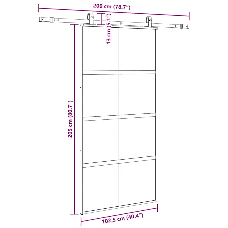 vidaXL fekete edzett üveg tolóajtó fémszerelék szettel 102,5x205 cm