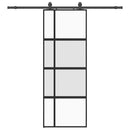 vidaXL fekete edzett üveg tolóajtó fémszerelék szettel 76x205 cm