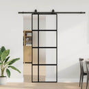 vidaXL fekete edzett üveg tolóajtó fémszerelék szettel 76x205 cm