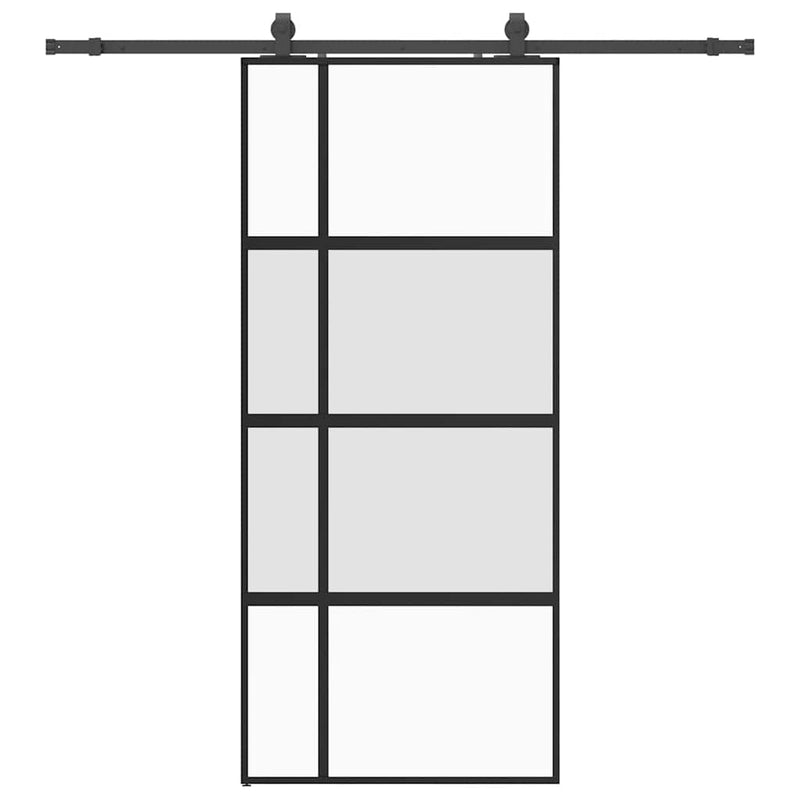 vidaXL fekete edzett üveg tolóajtó fémszerelék szettel 90x205 cm