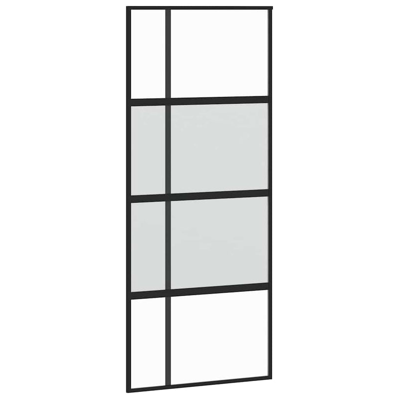 vidaXL fekete edzett üveg tolóajtó fémszerelék szettel 90x205 cm