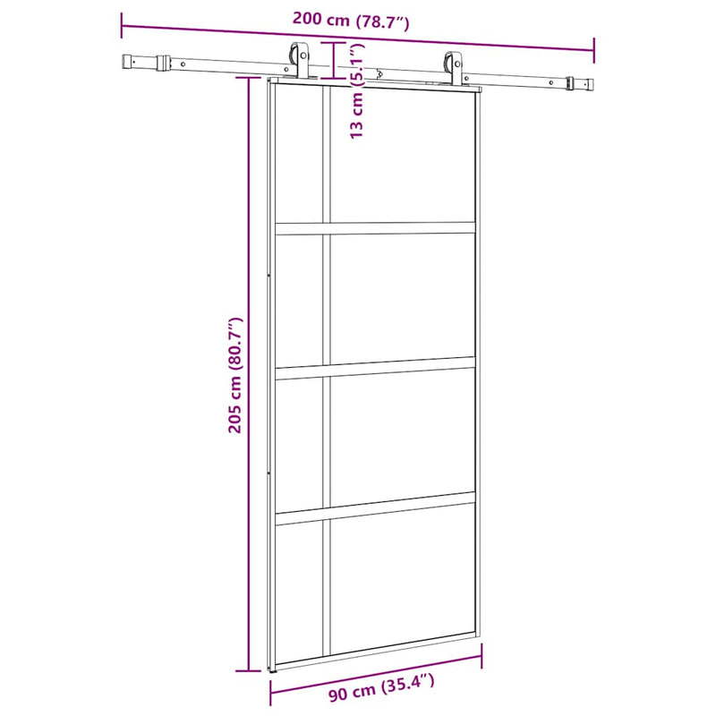 vidaXL fekete edzett üveg tolóajtó fémszerelék szettel 90x205 cm