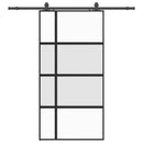 vidaXL fekete edzett üveg tolóajtó fémszerelék szettel 102,5x205 cm