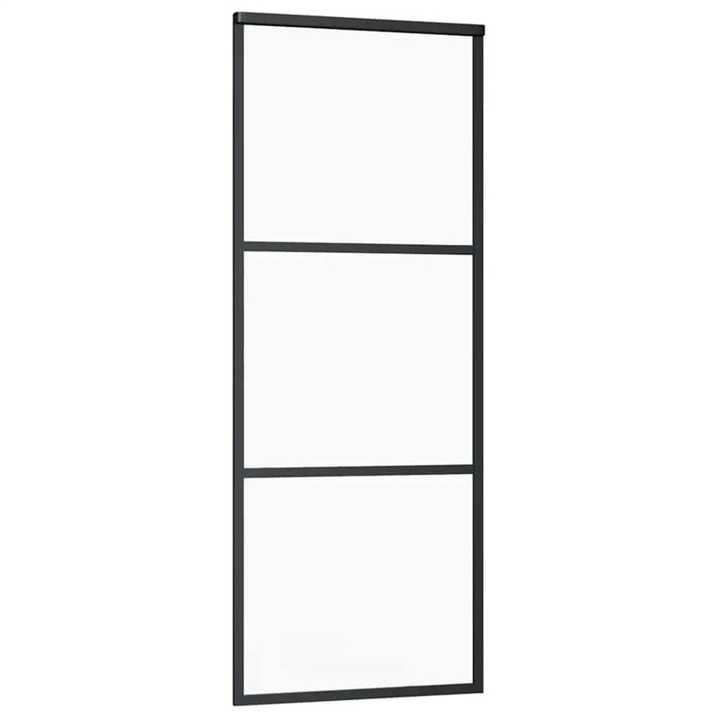 vidaXL fekete ESG üveg tolóajtó fémszerelvény-szettel 76x205 cm