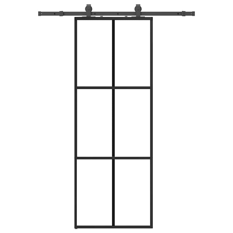 vidaXL fekete ESG üveg tolóajtó fémszerelvény-szettel 76x205 cm