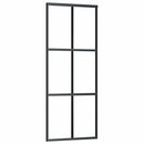 vidaXL fekete ESG üveg tolóajtó fémszerelvény-szettel 76x205 cm