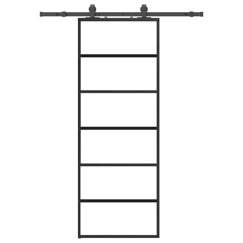 vidaXL fekete ESG üveg tolóajtó fémszerelvény-szettel 76x205 cm