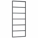 vidaXL fekete ESG üveg tolóajtó fémszerelvény-szettel 76x205 cm