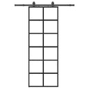 vidaXL fekete ESG üveg tolóajtó fémszerelvény-szettel 76x205 cm