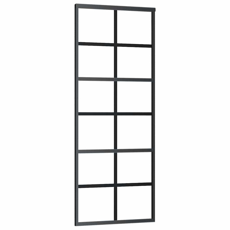 vidaXL fekete ESG üveg tolóajtó fémszerelvény-szettel 76x205 cm