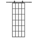 vidaXL fekete ESG üveg tolóajtó fémszerelvény-szettel 76x205 cm