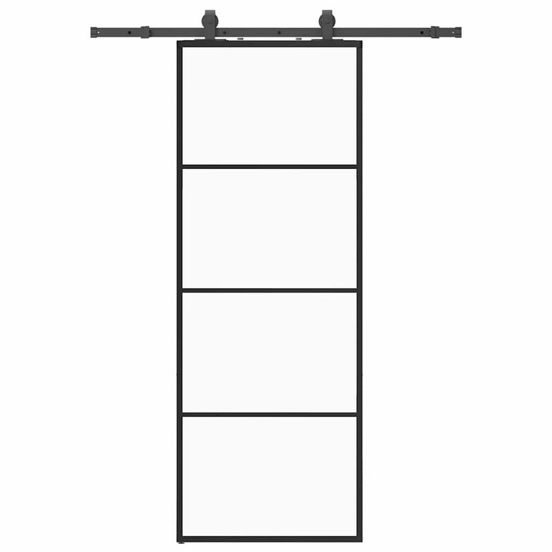vidaXL fekete ESG üveg tolóajtó fémszerelvény-szettel 76x205 cm