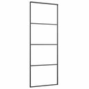 vidaXL fekete ESG üveg tolóajtó fémszerelvény-szettel 76x205 cm