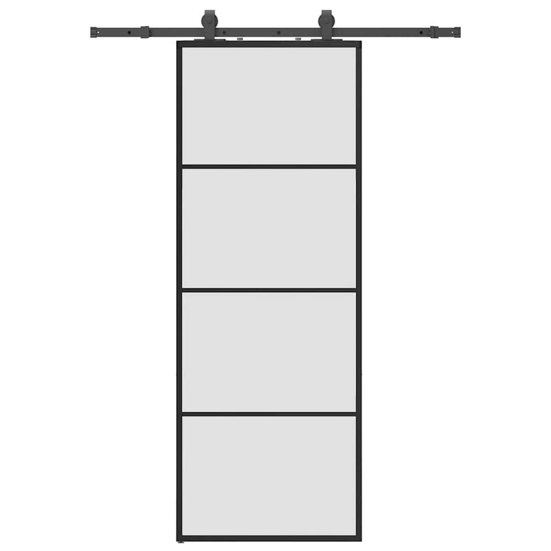 vidaXL fekete ESG üveg tolóajtó fémszerelvény-szettel 76x205 cm