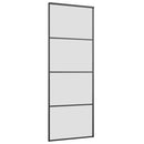 vidaXL fekete ESG üveg tolóajtó fémszerelvény-szettel 76x205 cm