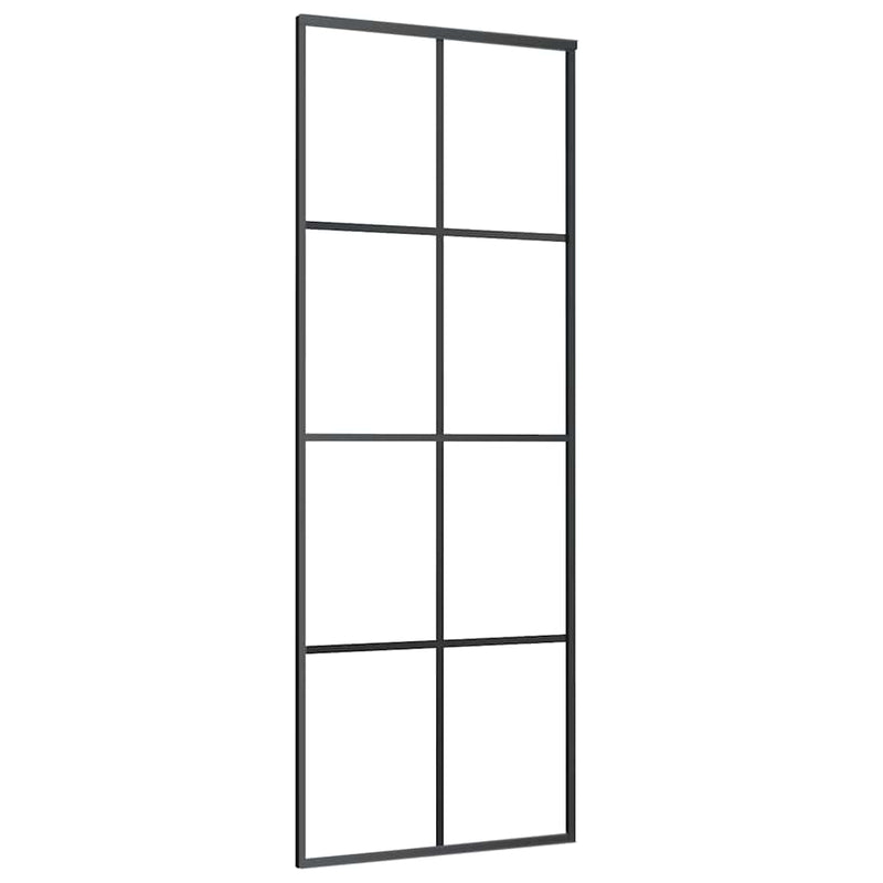 vidaXL fekete ESG üveg tolóajtó fémszerelvény-szettel 76x205 cm