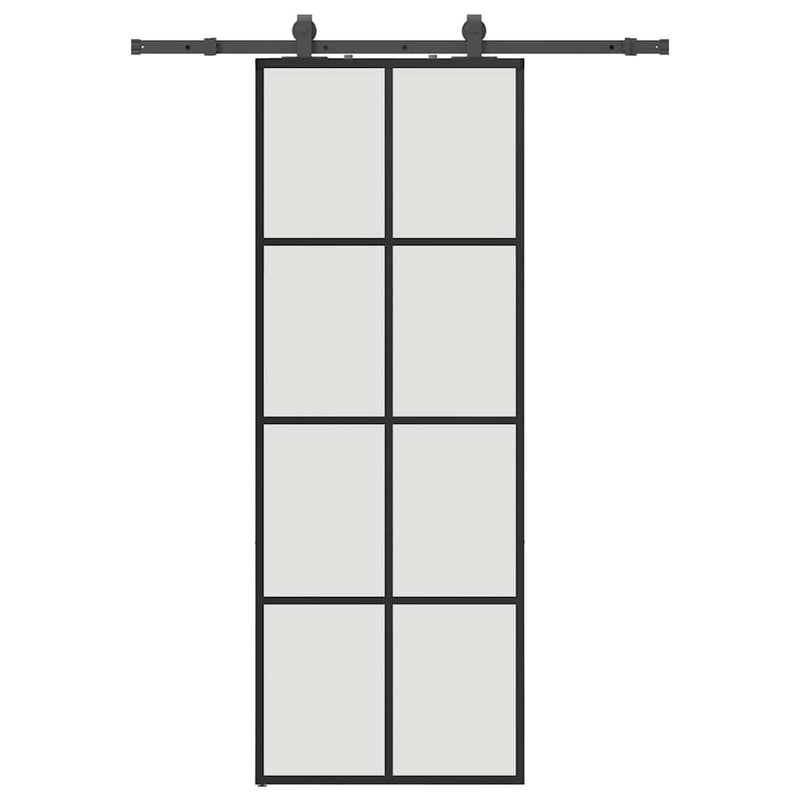 vidaXL fekete ESG üveg tolóajtó fémszerelvény-szettel 76x205 cm