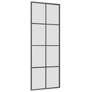 vidaXL fekete ESG üveg tolóajtó fémszerelvény-szettel 76x205 cm