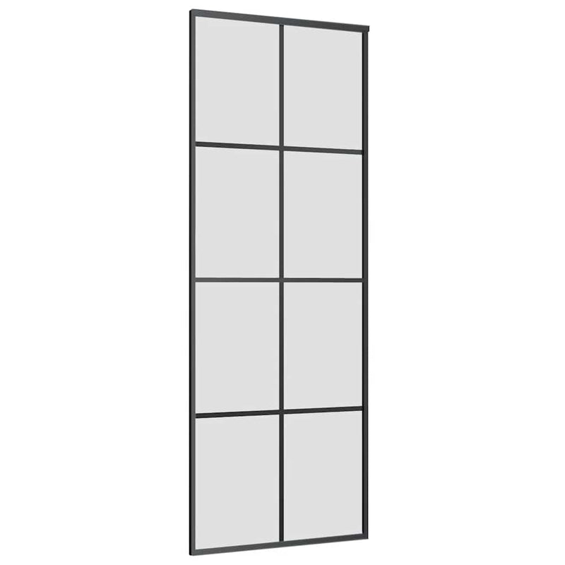 vidaXL fekete ESG üveg tolóajtó fémszerelvény-szettel 76x205 cm