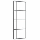 vidaXL fekete ESG üveg tolóajtó fémszerelvény-szettel 76x205 cm