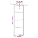 vidaXL fekete ESG üveg tolóajtó fémszerelvény-szettel 76x205 cm
