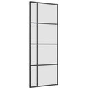 vidaXL fekete ESG üveg tolóajtó fémszerelvény-szettel 76x205 cm
