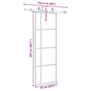 vidaXL fekete ESG üveg tolóajtó fémszerelvény-szettel 76x205 cm