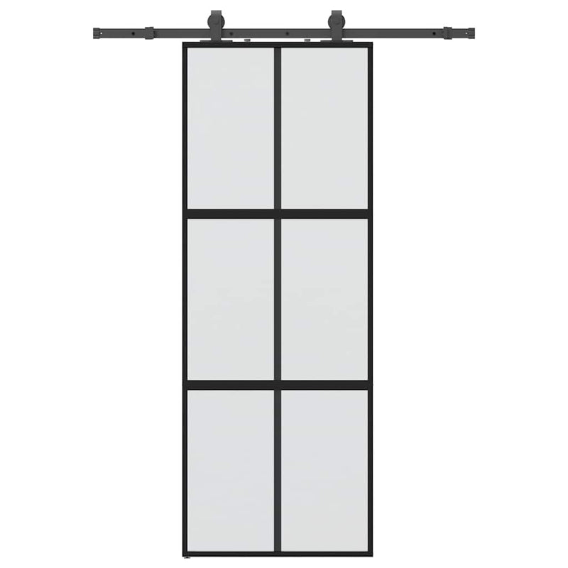 vidaXL fekete edzett üveg tolóajtó fémszerelék szettel 76x205 cm