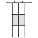 vidaXL fekete edzett üveg tolóajtó fémszerelék szettel 76x205 cm
