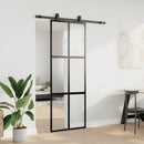 vidaXL fekete edzett üveg tolóajtó fémszerelék szettel 76x205 cm