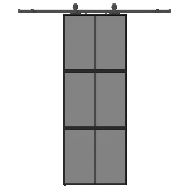 vidaXL fekete edzett üveg tolóajtó fémszerelék szettel 76x205 cm