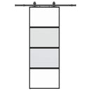 vidaXL fekete edzett üveg tolóajtó fémszerelék szettel 76x205 cm