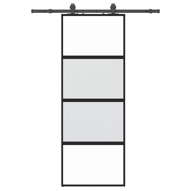 vidaXL fekete edzett üveg tolóajtó fémszerelék szettel 76x205 cm