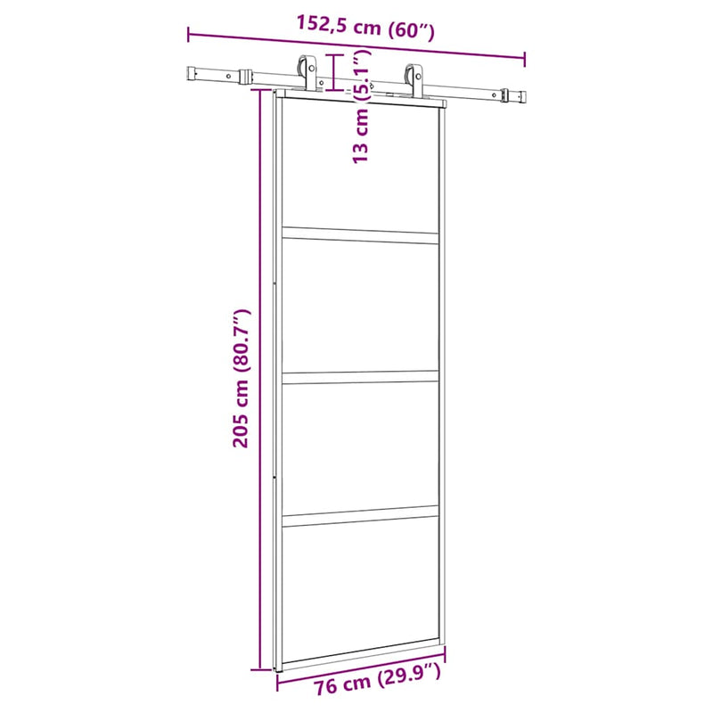 vidaXL fekete edzett üveg tolóajtó fémszerelék szettel 76x205 cm