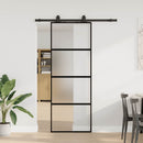 vidaXL fekete edzett üveg tolóajtó fémszerelék szettel 76x205 cm