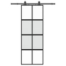 vidaXL fekete edzett üveg tolóajtó fémszerelék szettel 76x205 cm