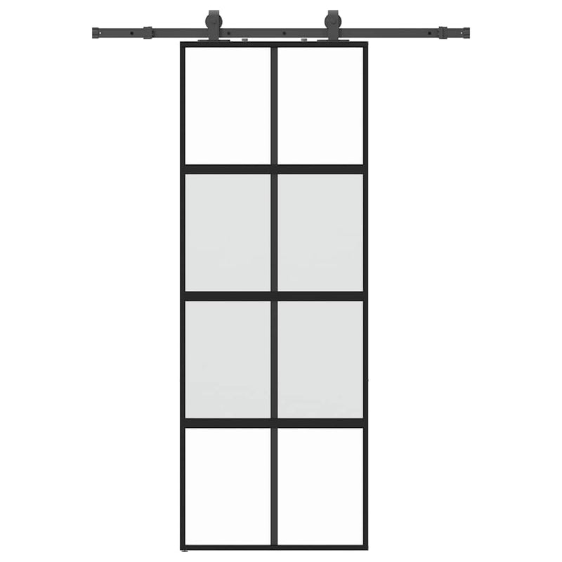 vidaXL fekete edzett üveg tolóajtó fémszerelék szettel 76x205 cm