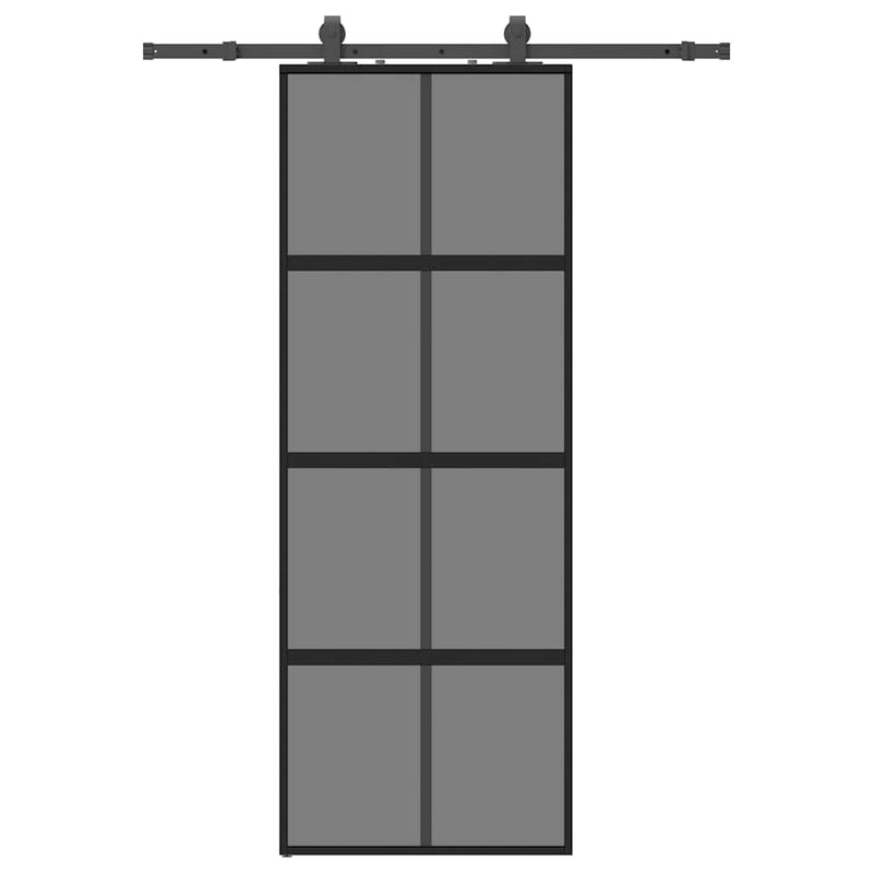 vidaXL fekete edzett üveg tolóajtó fémszerelék szettel 76x205 cm