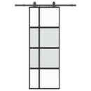 vidaXL fekete edzett üveg tolóajtó fémszerelék szettel 76x205 cm