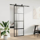 vidaXL fekete edzett üveg tolóajtó fémszerelék szettel 76x205 cm