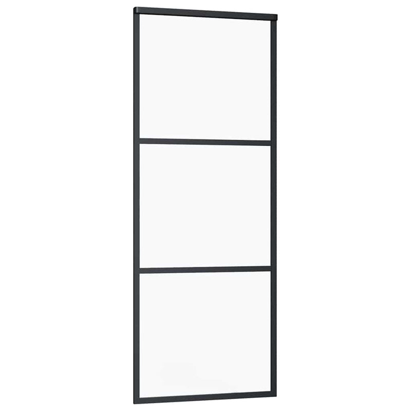 vidaXL fekete ESG üveg tolóajtó fémszerelvény-szettel 76x205 cm