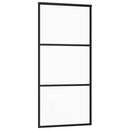vidaXL fekete ESG üveg tolóajtó fémszerelvény-szettel 90x205 cm