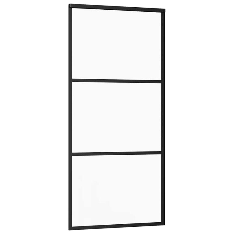 vidaXL fekete ESG üveg tolóajtó fémszerelvény-szettel 90x205 cm