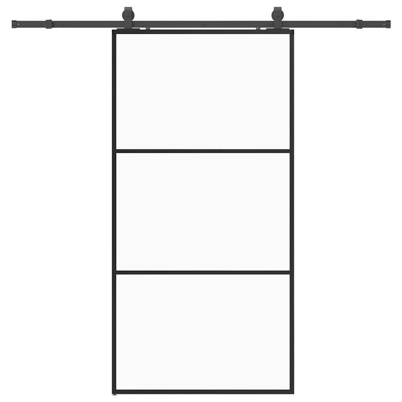 vidaXL fekete ESG üveg tolóajtó fémszerelvény-szettel 102x205 cm