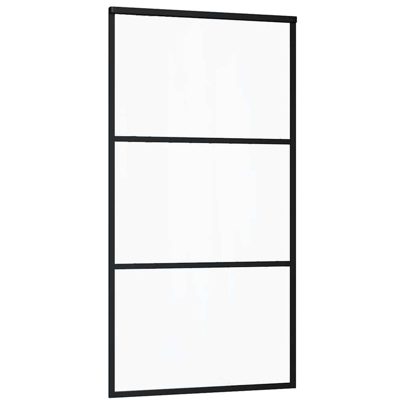 vidaXL fekete ESG üveg tolóajtó fémszerelvény-szettel 102x205 cm